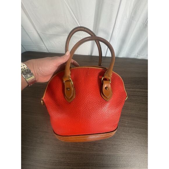 Vintage Dooney & Bourke all weather leather satchel bag. red pebbled leather - Picture 9 of 16